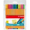 Micropunta/Felpa, Point 88, Punta Fina  0.4 mm, Estuche x 15 Unds. 10 Colores Básicos + 5 Colores Neón, Surtidos
